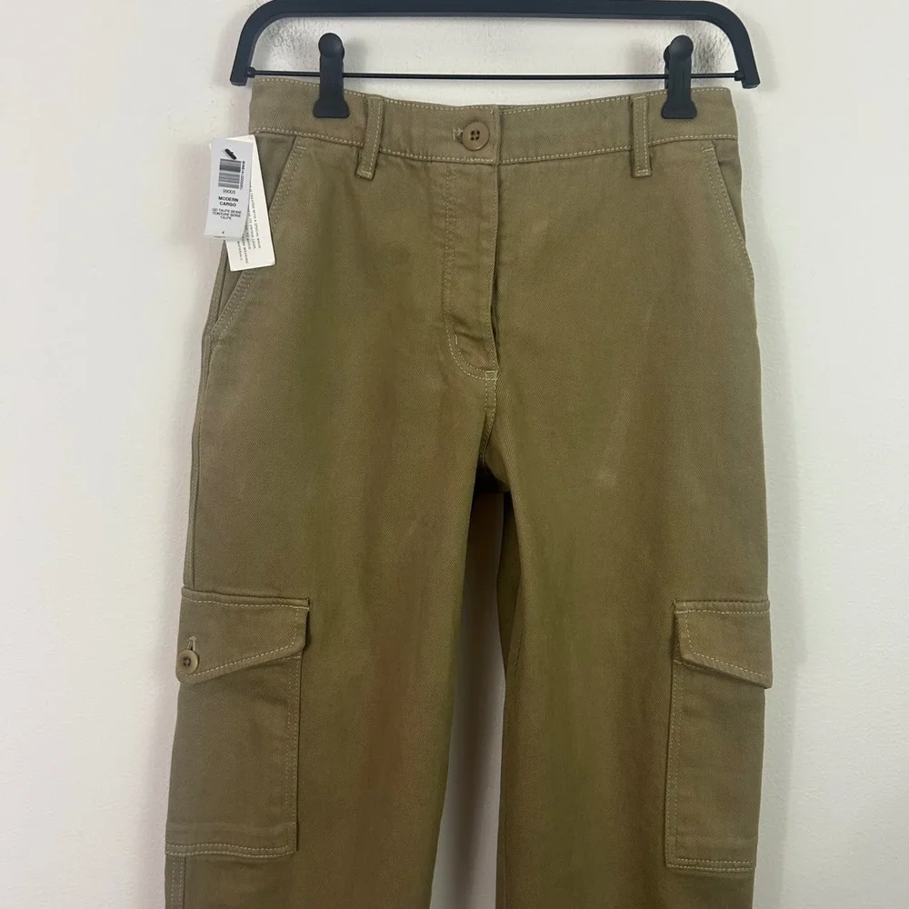 Wilfred Free Aritzia 4 Modern Cargo Pants Taupe Beige High Rise Straight Leg NEW